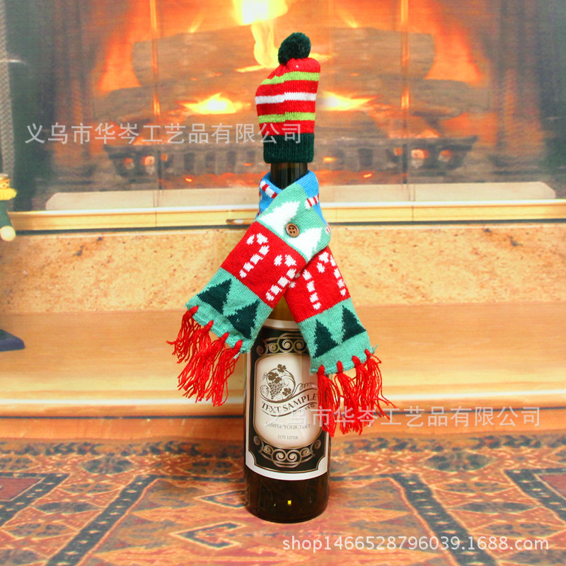 Bottle Christmas Decoration Christmas Package Christmas Red Hat Scarves Bottle Sets